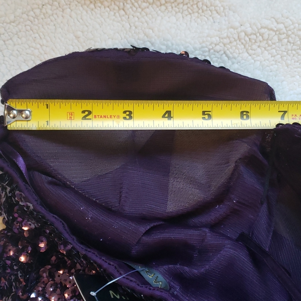 New Strapless Purple Sequin Dress - Picture 4 of 10